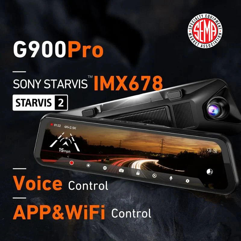 WOLFBOX G900 PRO 4K+2.5K Parking Monitoring Touch Screen Smart Mirror