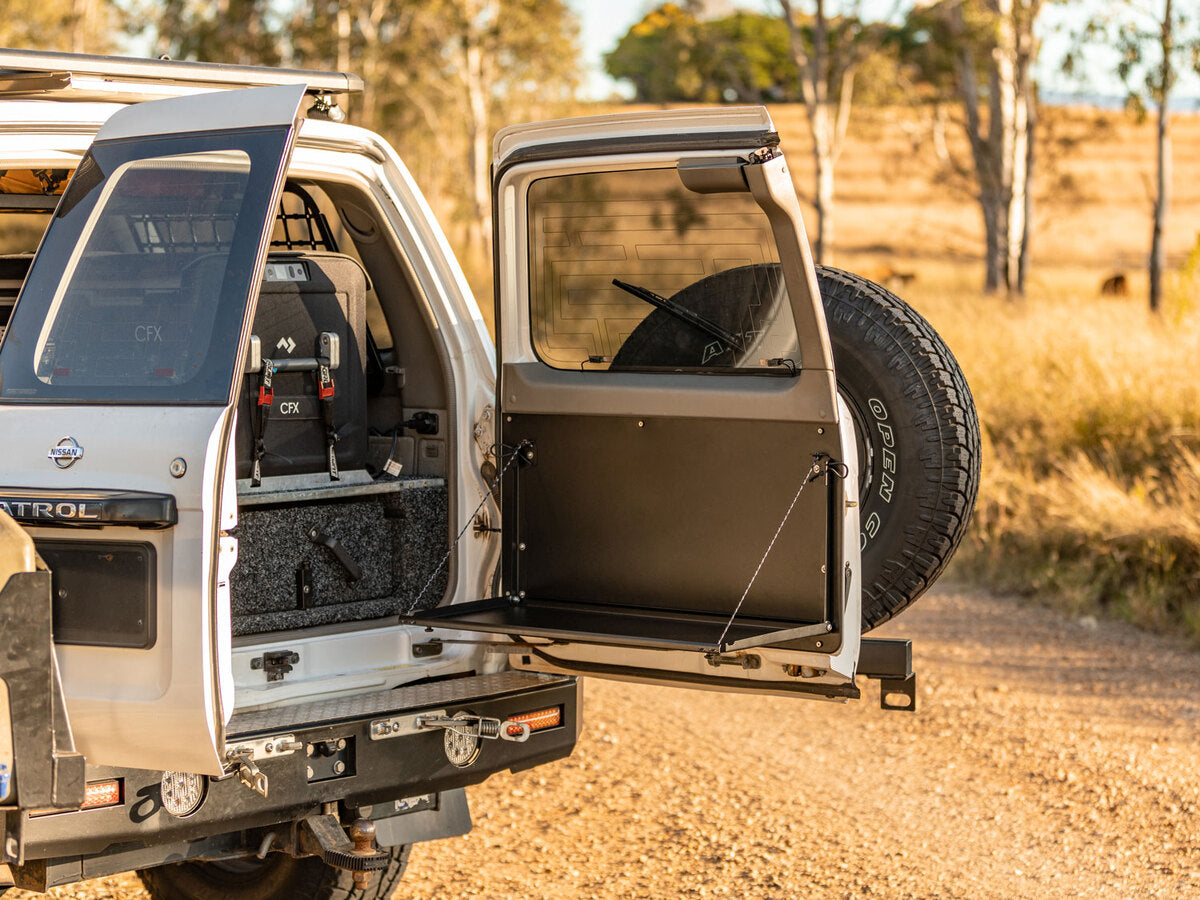 Rear Door Drop Down Table & Door Cards to suit Nissan Patrol Y61 GU