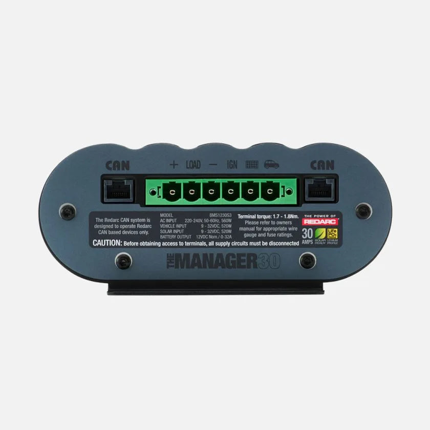 The Manager30 Battery Management System with Redvision Display and UK AC Plug